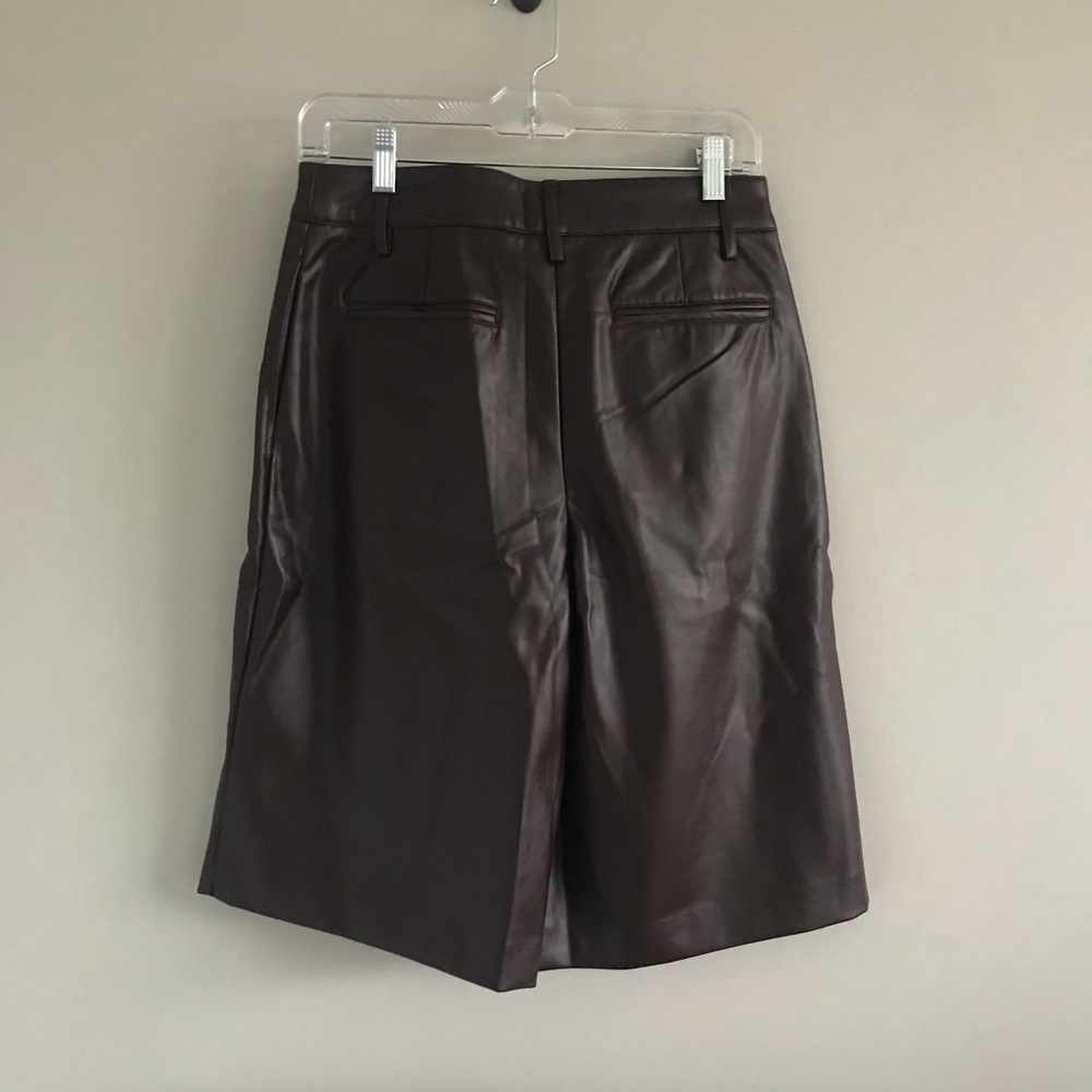 Camila Coelho Faux Leather Mid Rise Long Shorts - Picture 4 of 9